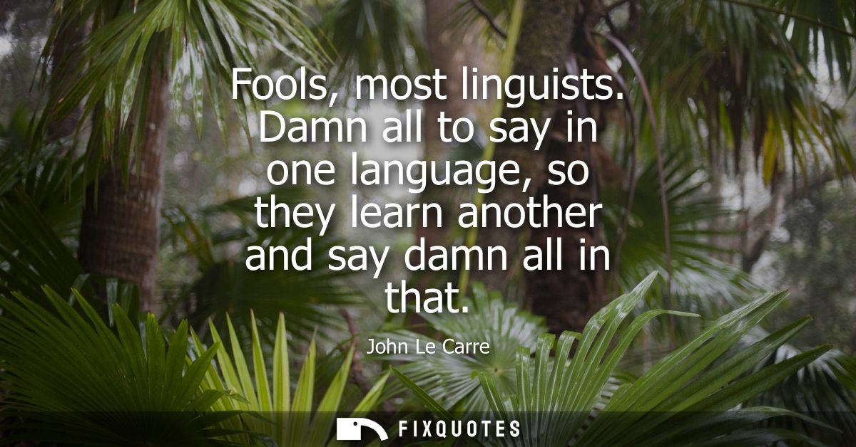 Fools, most linguists. Damn all to say in one language, so they learn another and say damn all in that