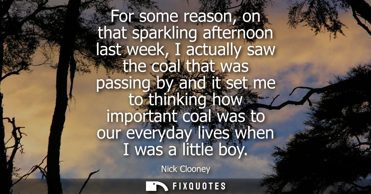 For some reason, on that sparkling afternoon last week, I actually saw the coal that was passing by and it set me to thi