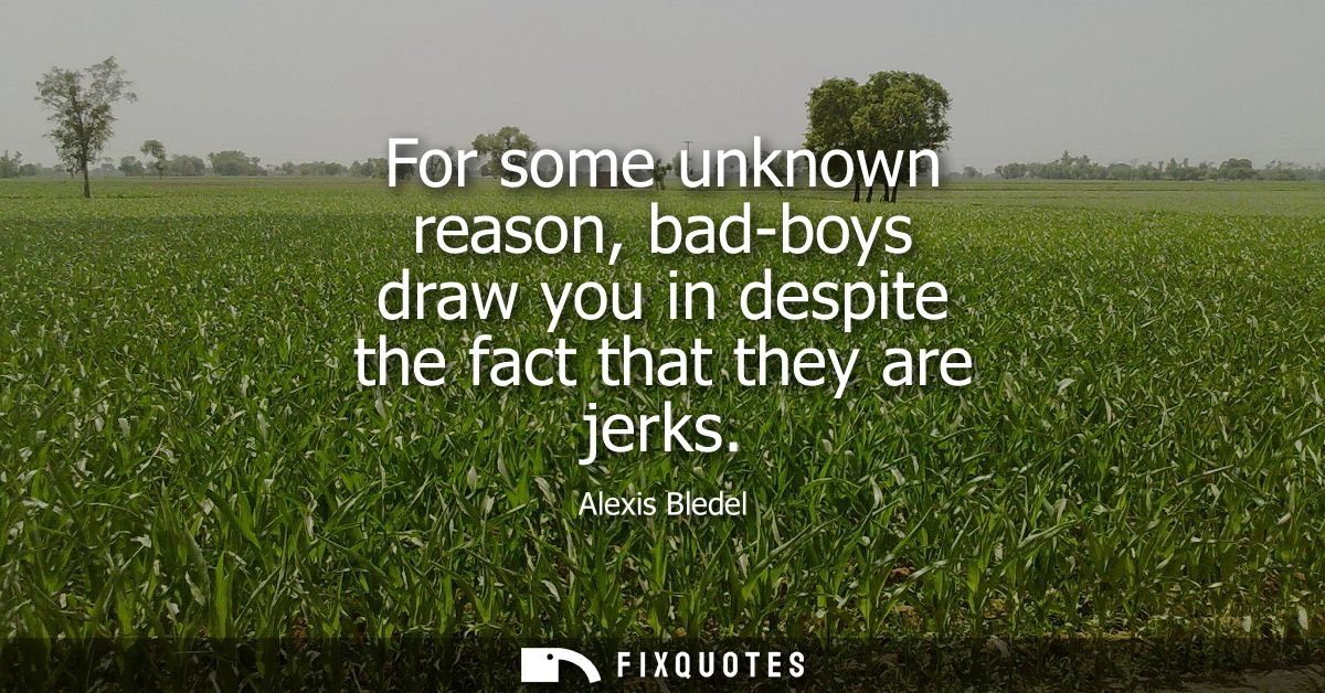 For some unknown reason, bad-boys draw you in despite the fact that they are jerks