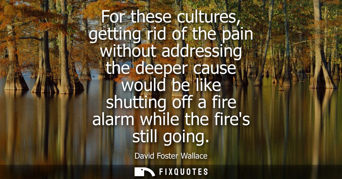 For these cultures, getting rid of the pain without addressing the deeper cause would be like shutting off a fire alarm 