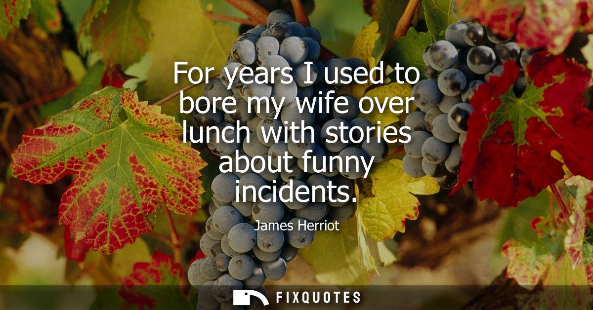 For years I used to bore my wife over lunch with stories about funny incidents