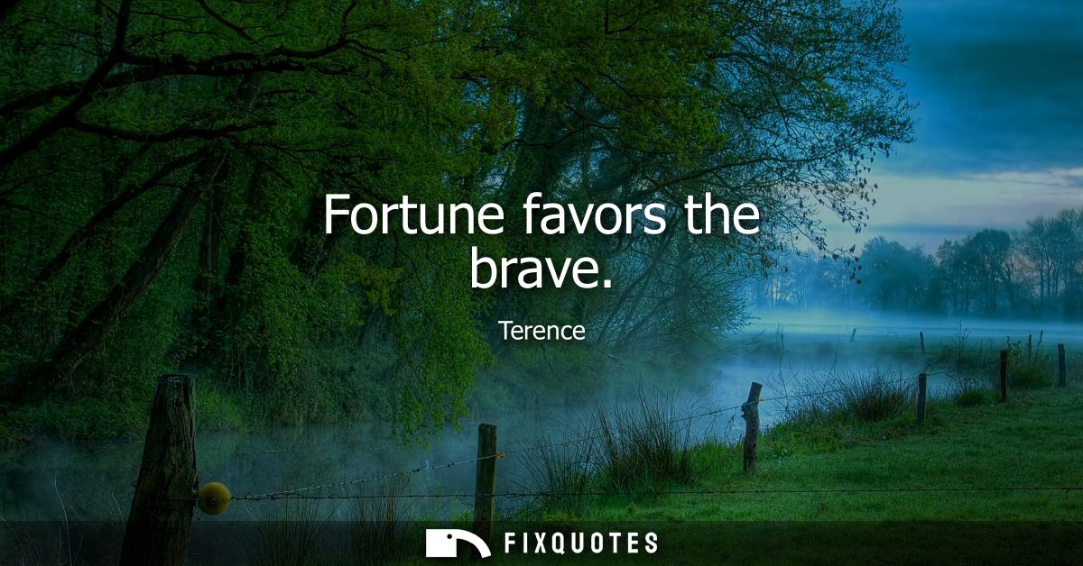 Fortune favors the brave - Terence
