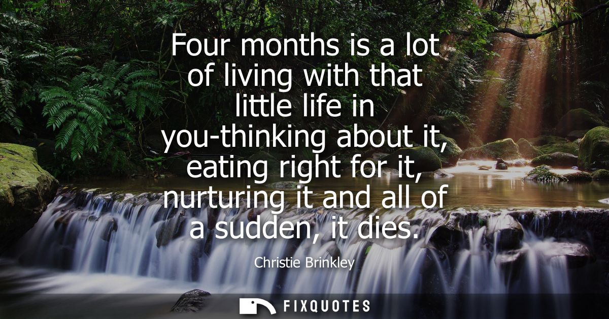 Four months is a lot of living with that little life in you-thinking about it, eating right for it, nurturing it and all