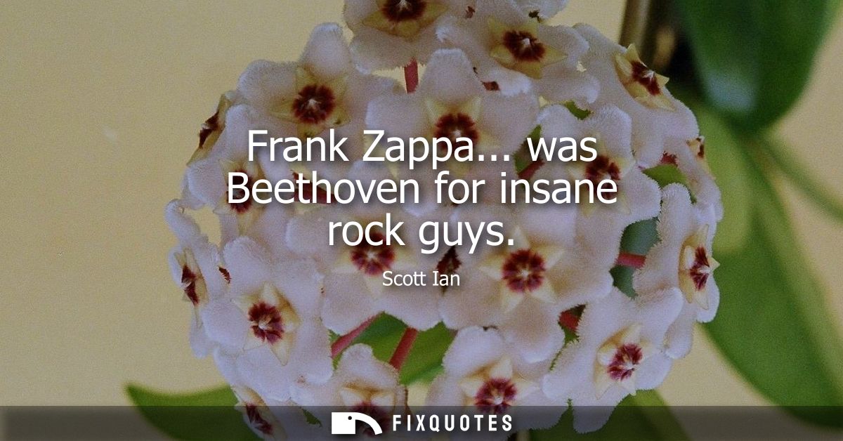 Frank Zappa... was Beethoven for insane rock guys