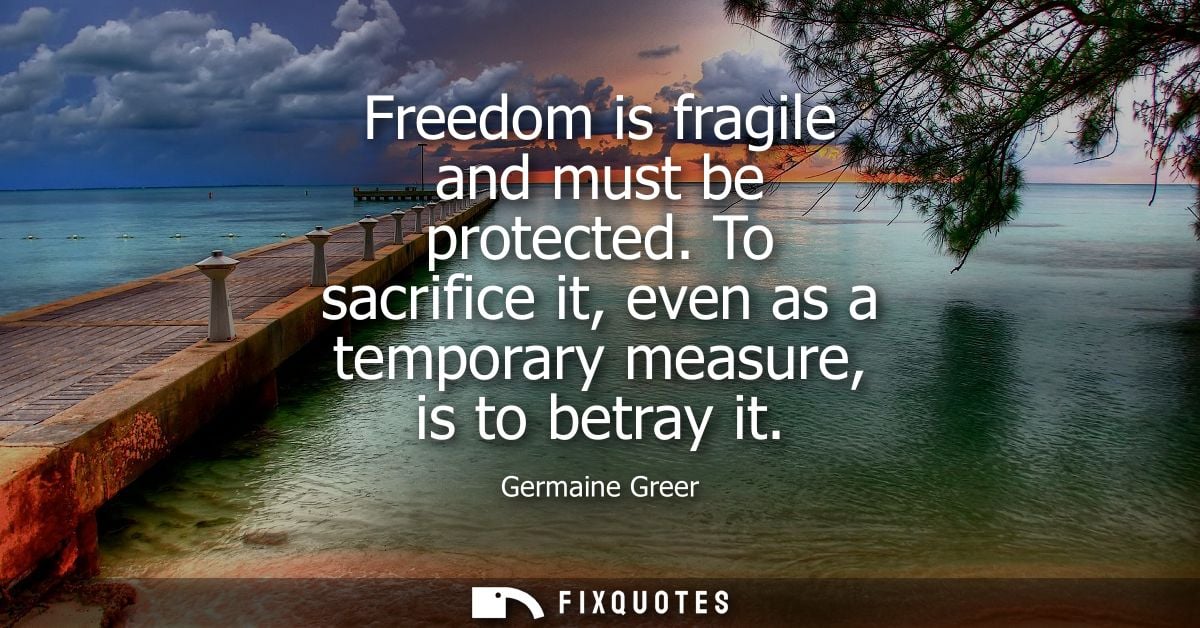 Freedom is fragile and must be protected. To sacrifice it, even as a temporary measure, is to betray it