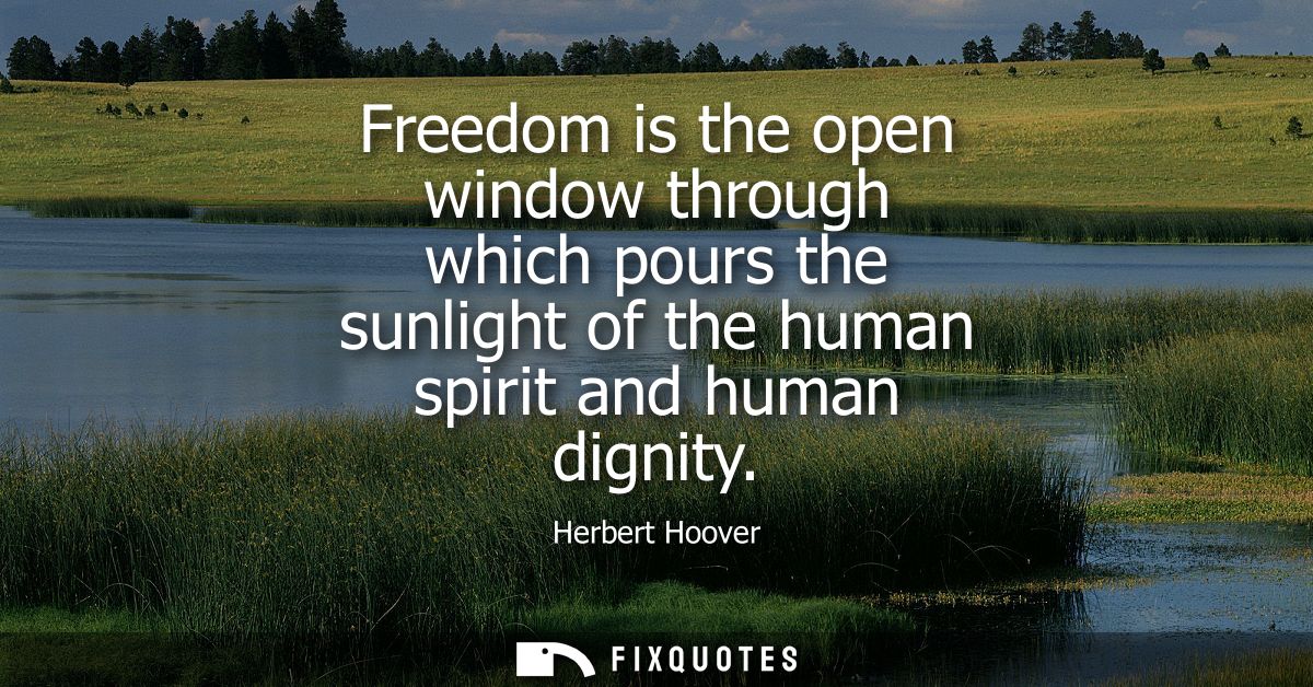 Freedom is the open window through which pours the sunlight of the human spirit and human dignity