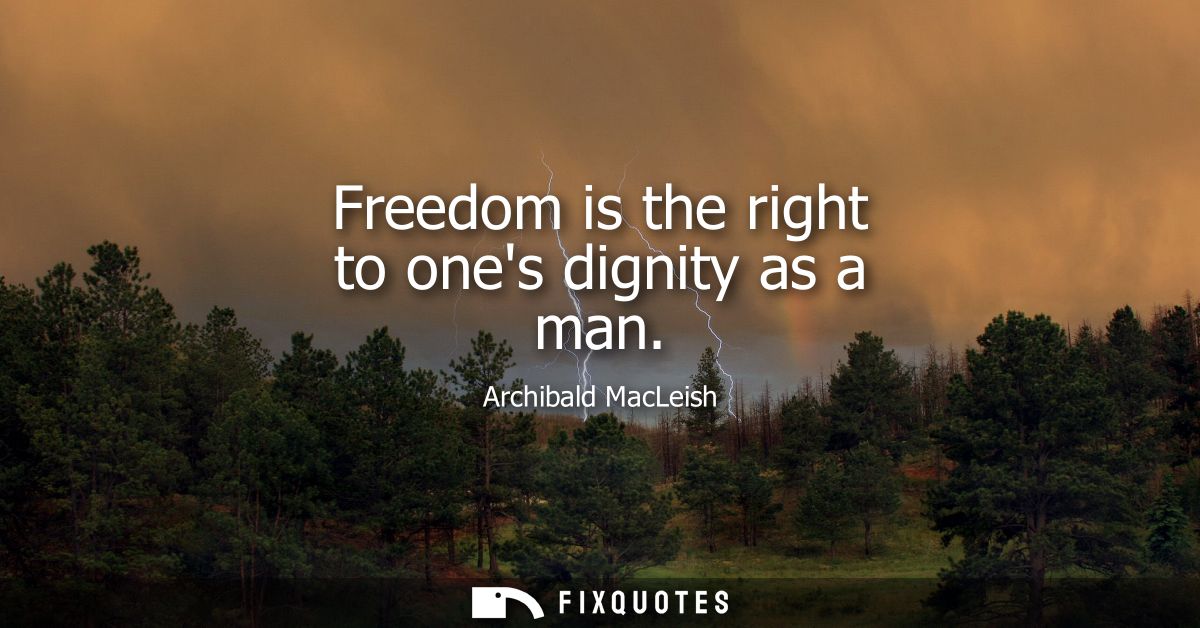 Freedom is the right to ones dignity as a man