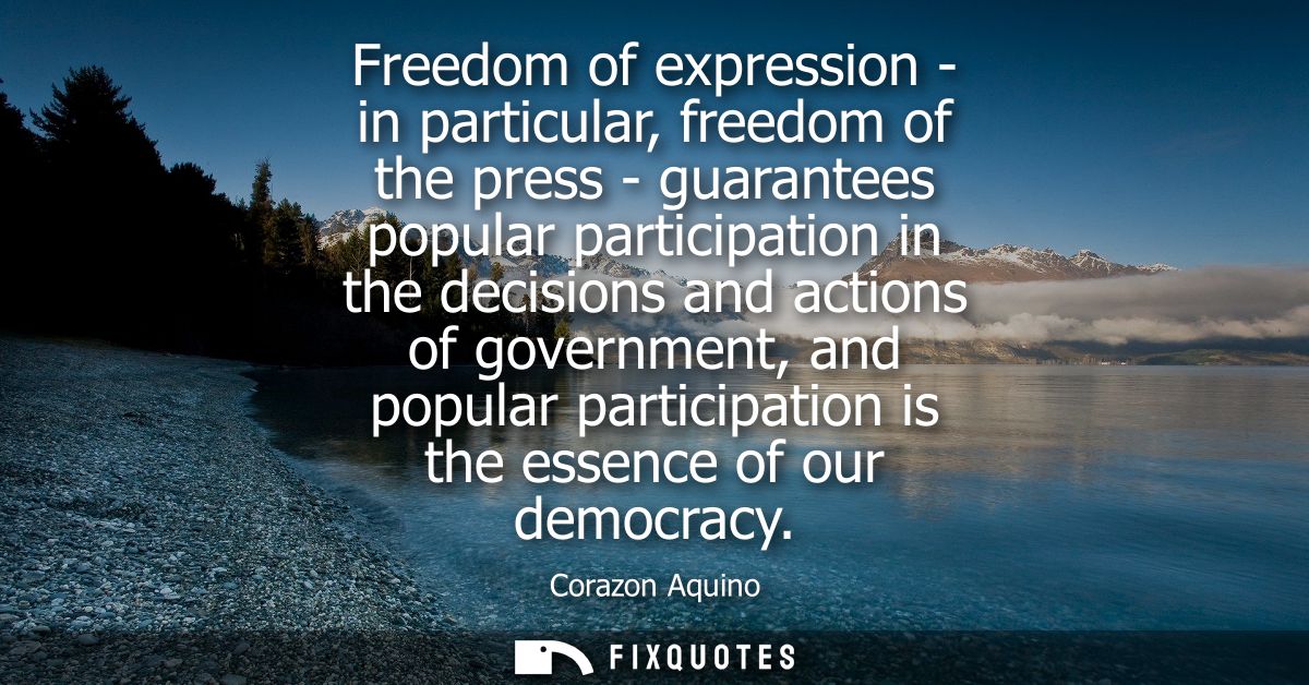 Freedom of expression - in particular, freedom of the press - guarantees popular participation in the decisions and acti