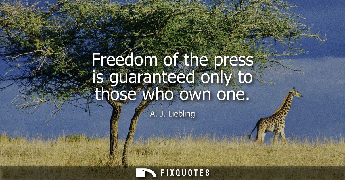 Freedom of the press is guaranteed only to those who own one