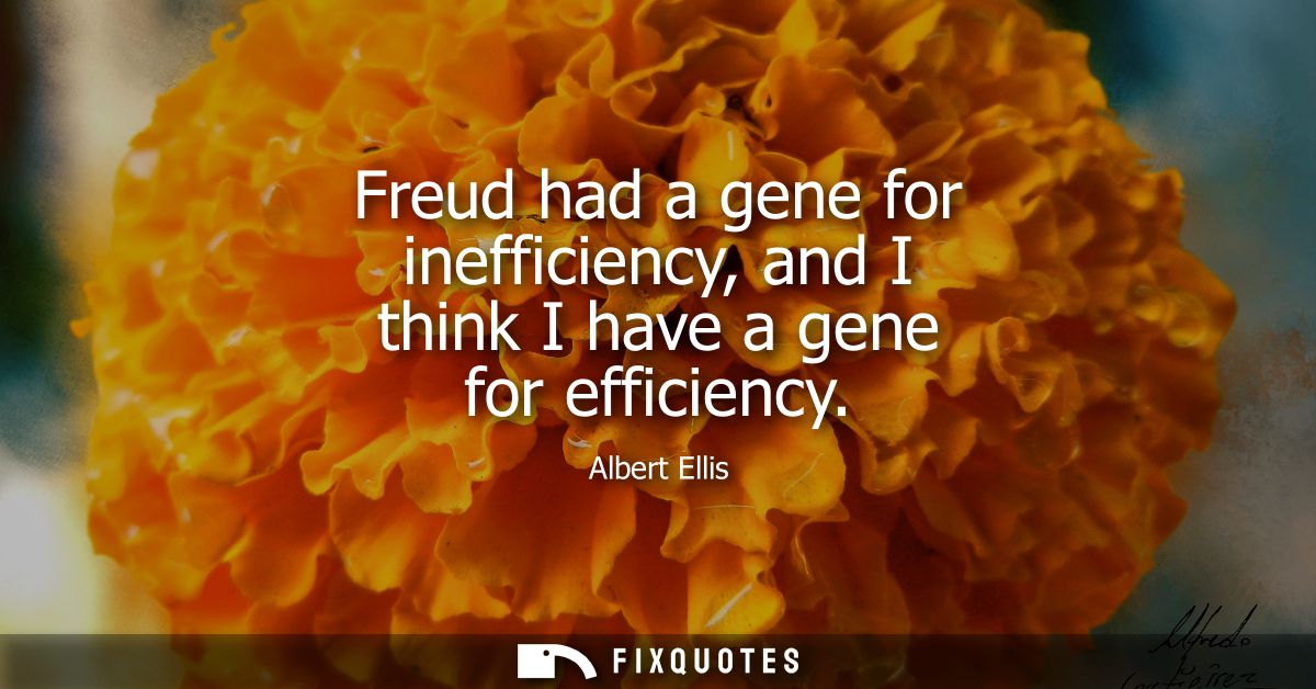 Freud had a gene for inefficiency, and I think I have a gene for efficiency