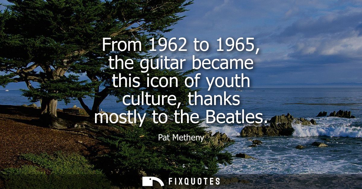 From 1962 to 1965, the guitar became this icon of youth culture, thanks mostly to the Beatles