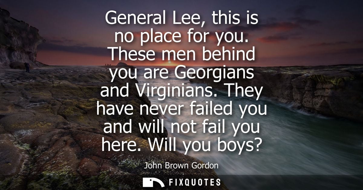 General Lee, this is no place for you. These men behind you are Georgians and Virginians. They have never failed you and