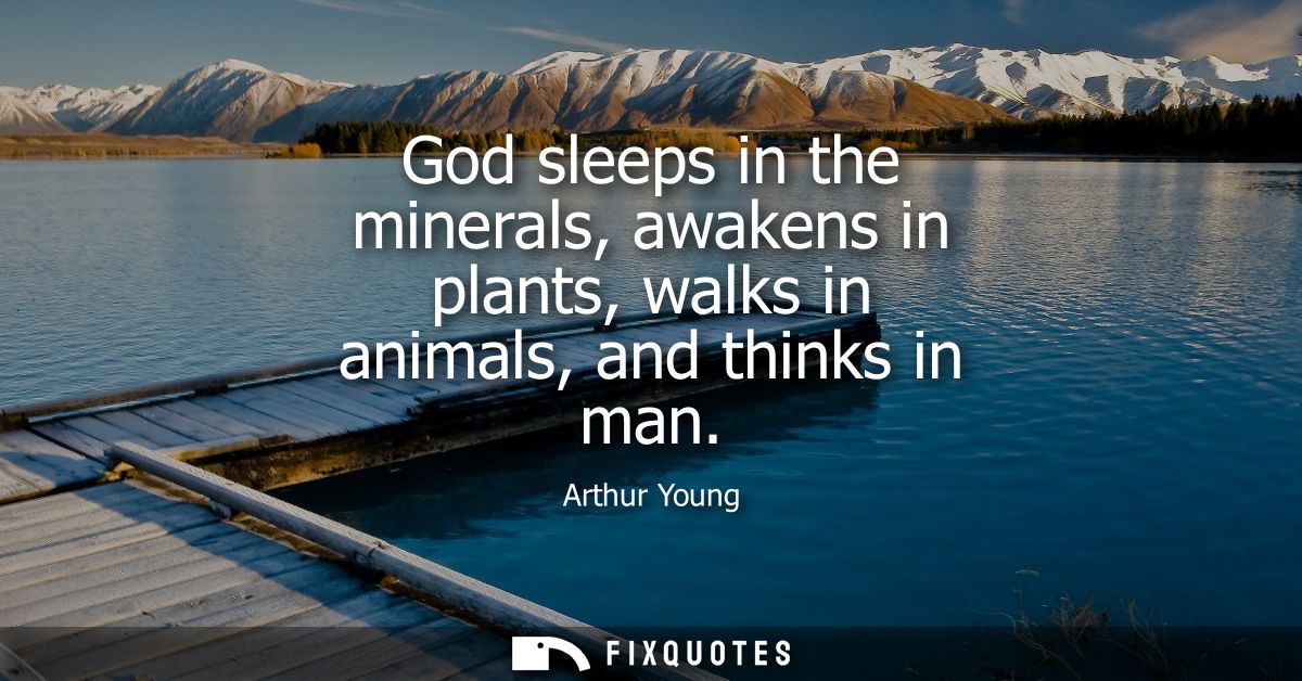 God sleeps in the minerals, awakens in plants, walks in animals, and thinks in man