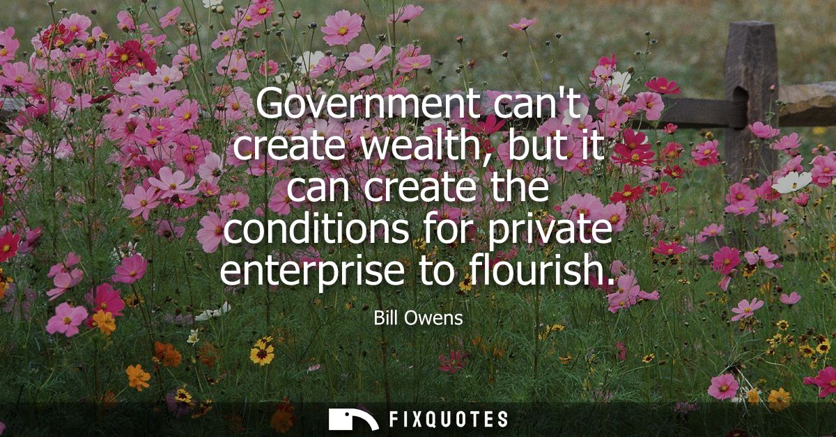Government cant create wealth, but it can create the conditions for private enterprise to flourish