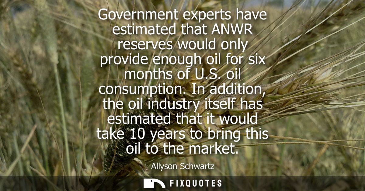 Government experts have estimated that ANWR reserves would only provide enough oil for six months of U.S. oil consumptio