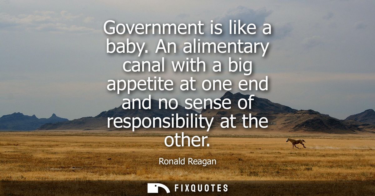 Government is like a baby. An alimentary canal with a big appetite at one end and no sense of responsibility at the othe