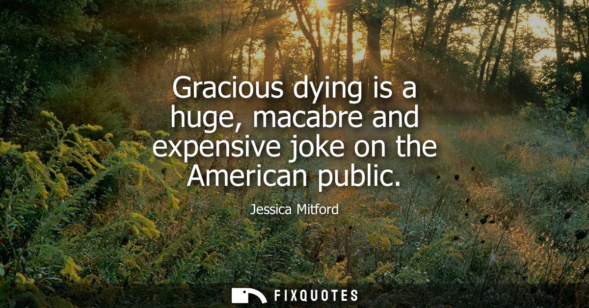 Gracious dying is a huge, macabre and expensive joke on the American public