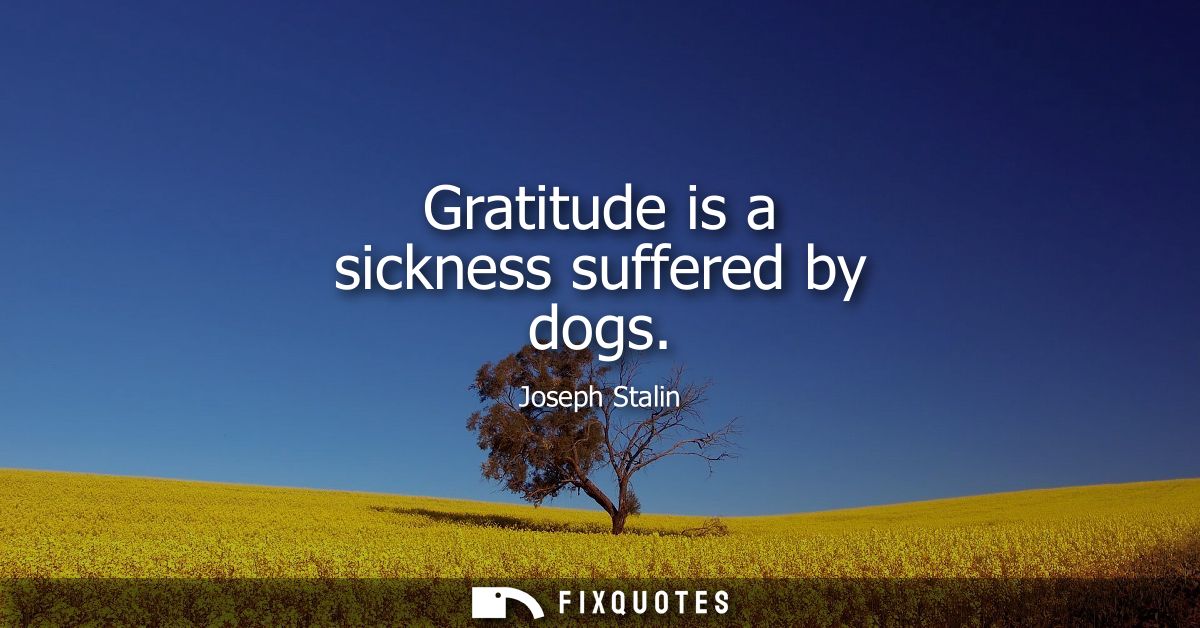 Gratitude is a sickness suffered by dogs