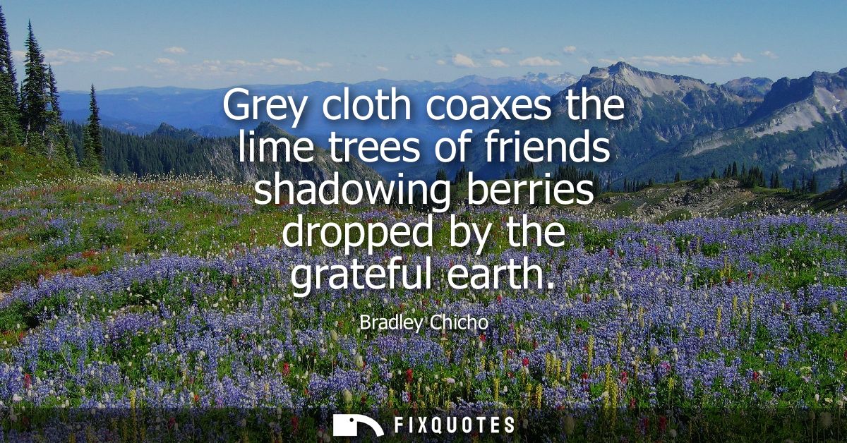Grey cloth coaxes the lime trees of friends shadowing berries dropped by the grateful earth