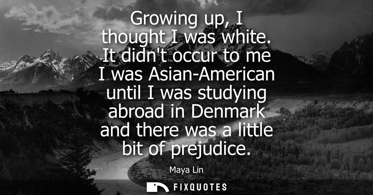 Growing up, I thought I was white. It didnt occur to me I was Asian-American until I was studying abroad in Denmark and 