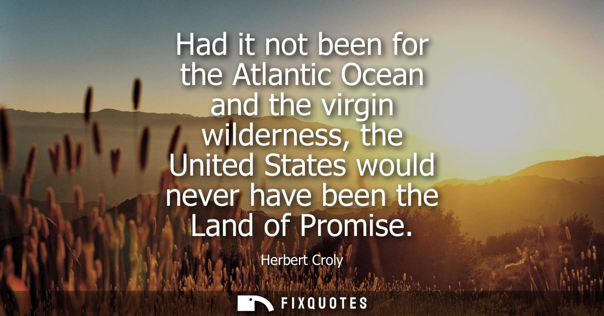 Had it not been for the Atlantic Ocean and the virgin wilderness, the United States would never have been the Land of Pr