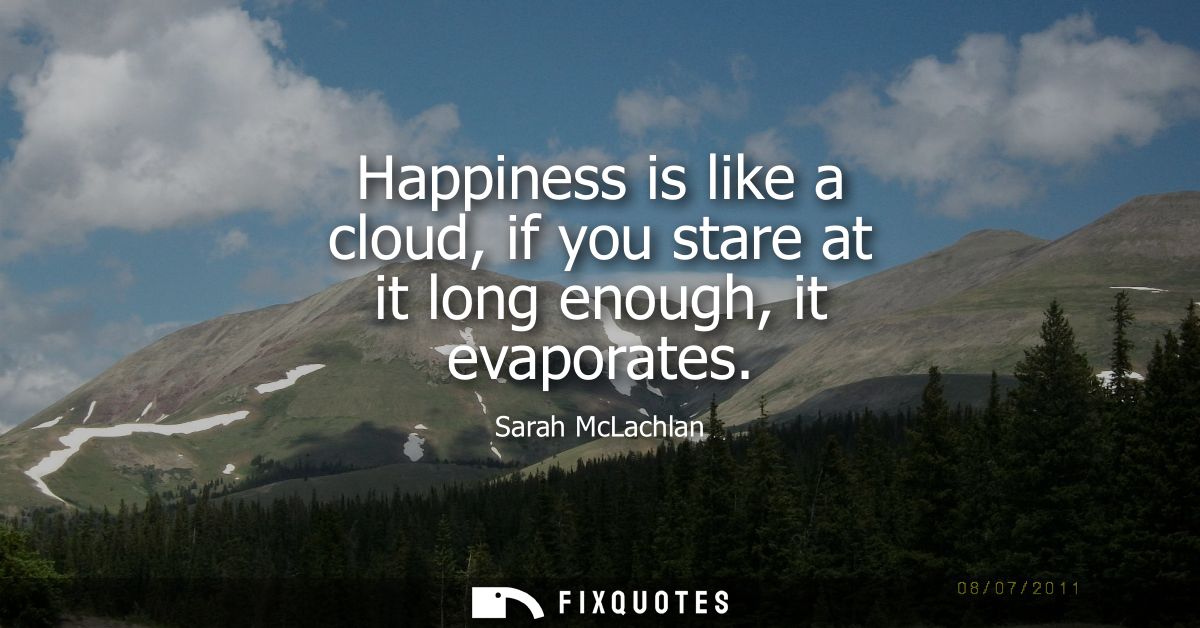 Happiness is like a cloud, if you stare at it long enough, it evaporates