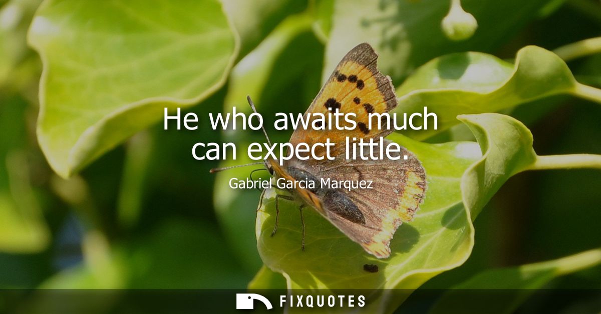 He who awaits much can expect little