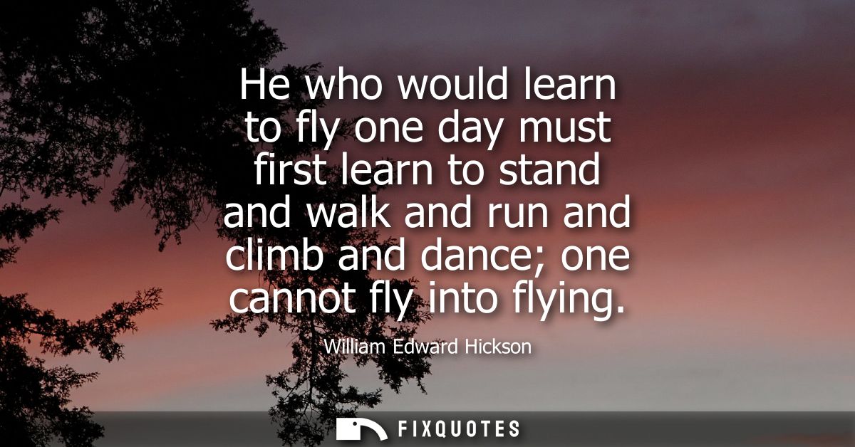 He who would learn to fly one day must first learn to stand and walk and run and climb and dance one cannot fly into fly