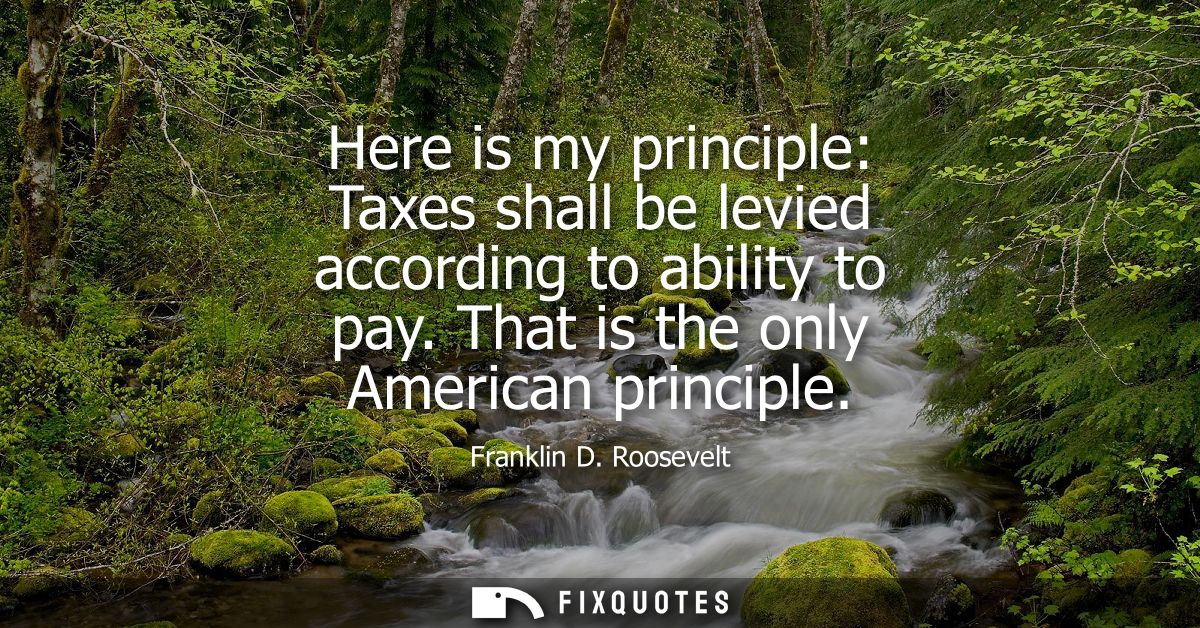 Here is my principle: Taxes shall be levied according to ability to pay. That is the only American principle