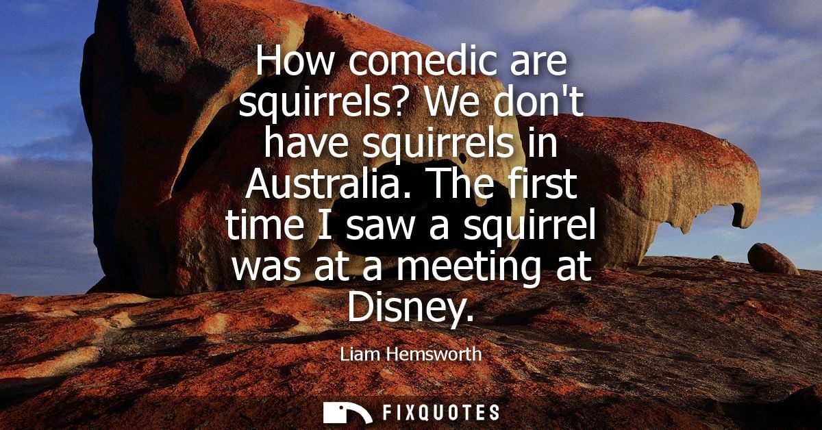 How comedic are squirrels? We dont have squirrels in Australia. The first time I saw a squirrel was at a meeting at Disn