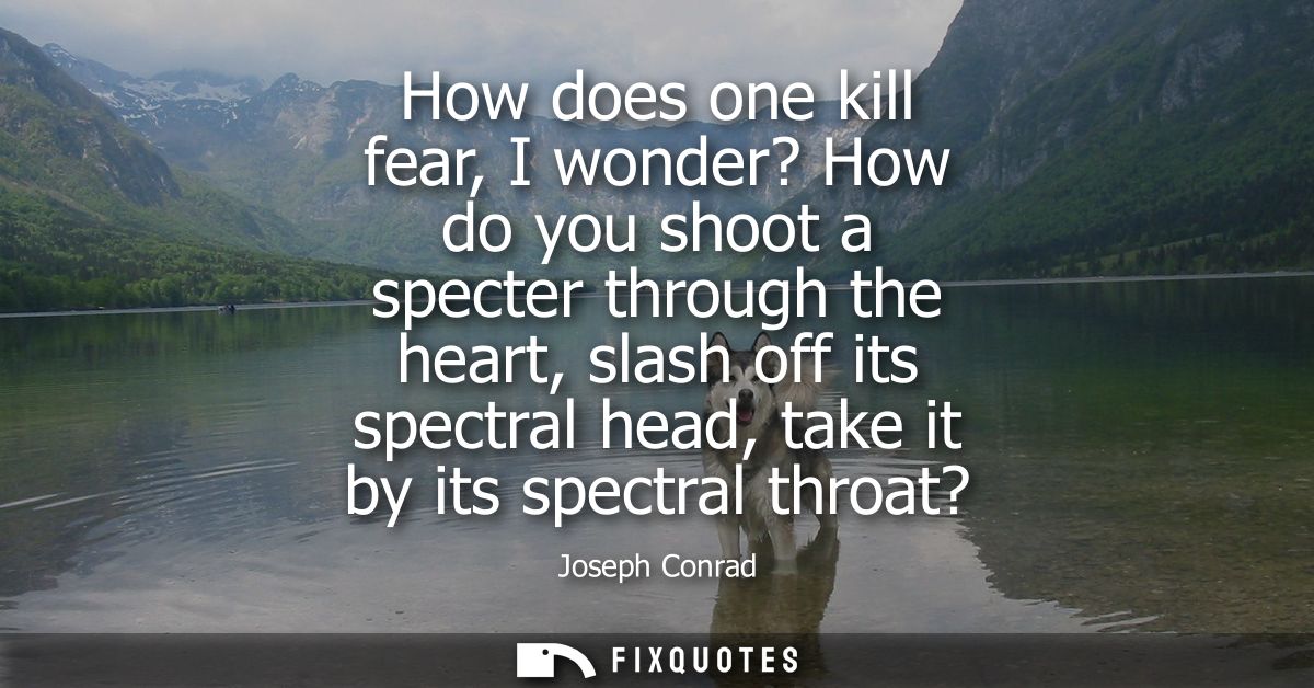 How does one kill fear, I wonder? How do you shoot a specter through the heart, slash off its spectral head, take it by 