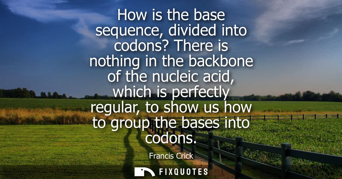 How is the base sequence, divided into codons? There is nothing in the backbone of the nucleic acid, which is perfectly 