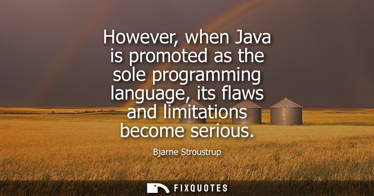 However, when Java is promoted as the sole programming language, its flaws and limitations become serious