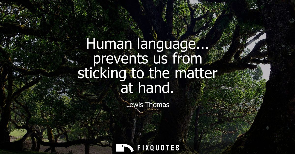 Human language... prevents us from sticking to the matter at hand