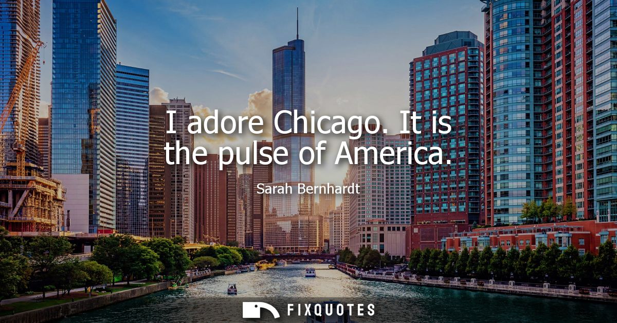 I adore Chicago. It is the pulse of America