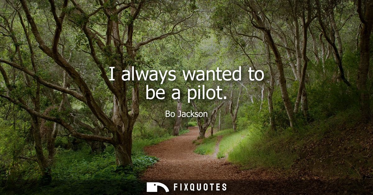 I always wanted to be a pilot