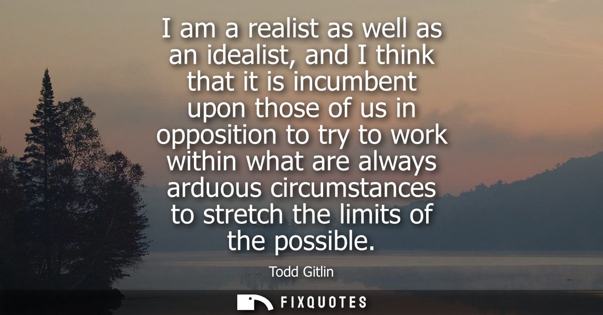 I am a realist as well as an idealist, and I think that it is incumbent upon those of us in opposition to try to work wi