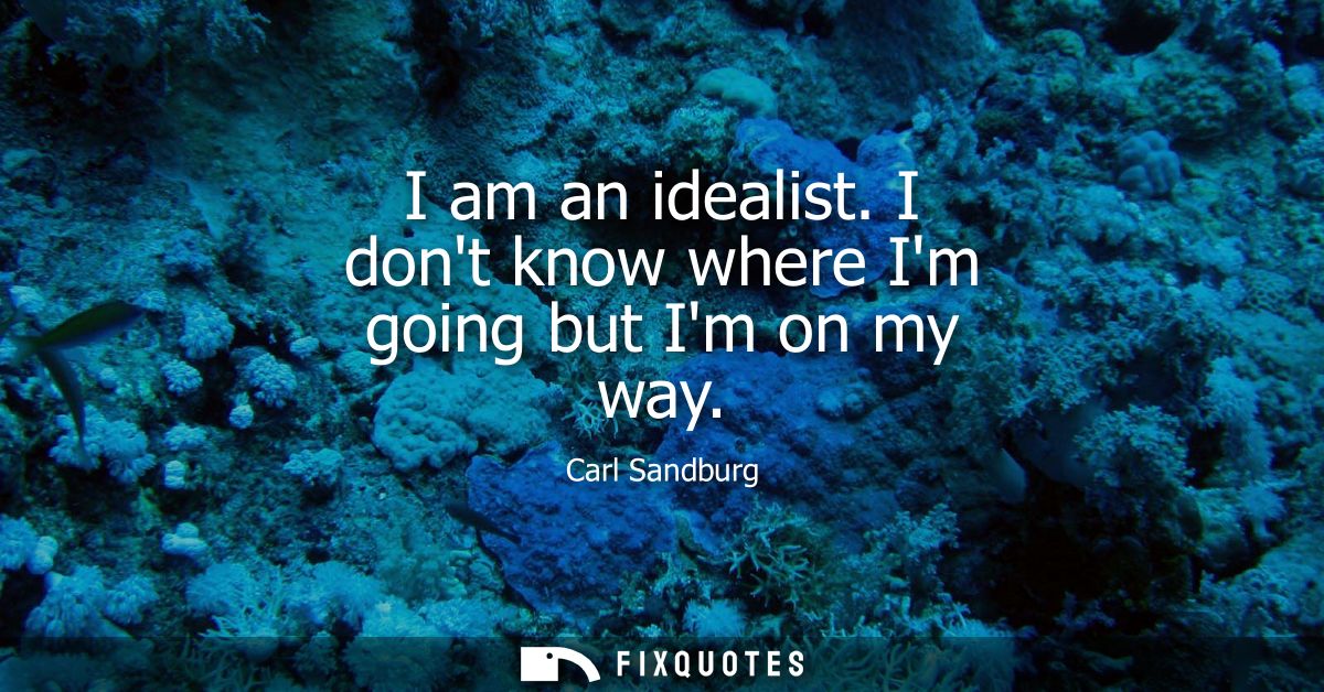 I am an idealist. I dont know where Im going but Im on my way