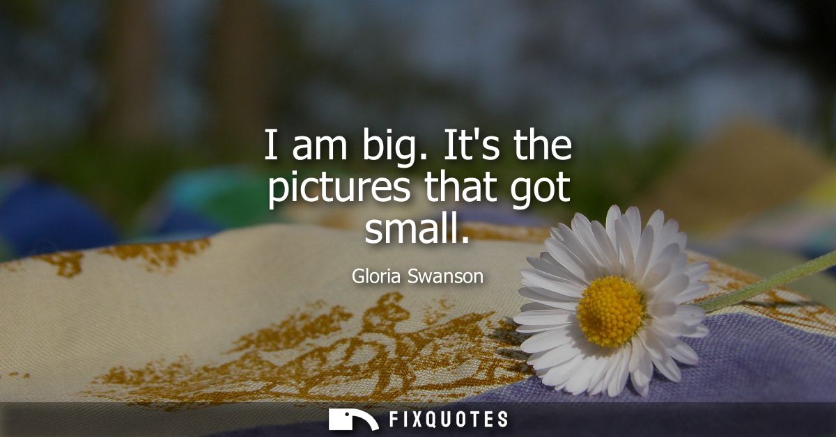 I am big. Its the pictures that got small