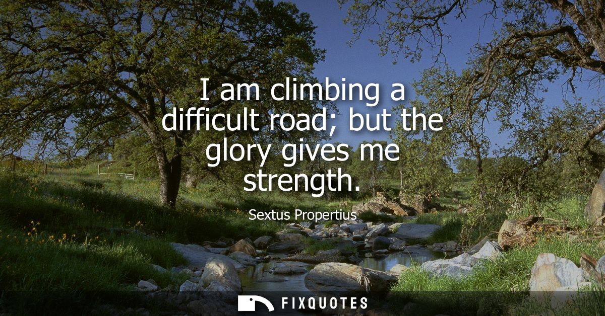 I am climbing a difficult road but the glory gives me strength