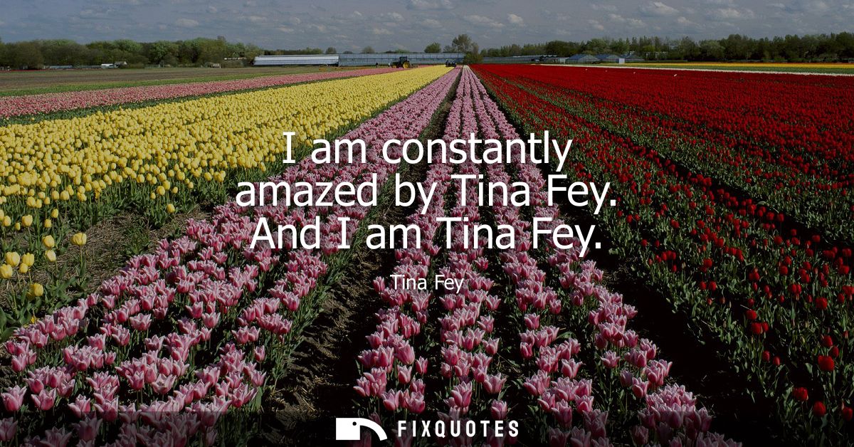 I am constantly amazed by Tina Fey. And I am Tina Fey
