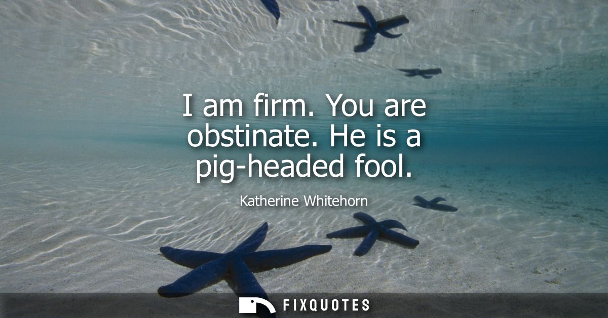 I am firm. You are obstinate. He is a pig-headed fool