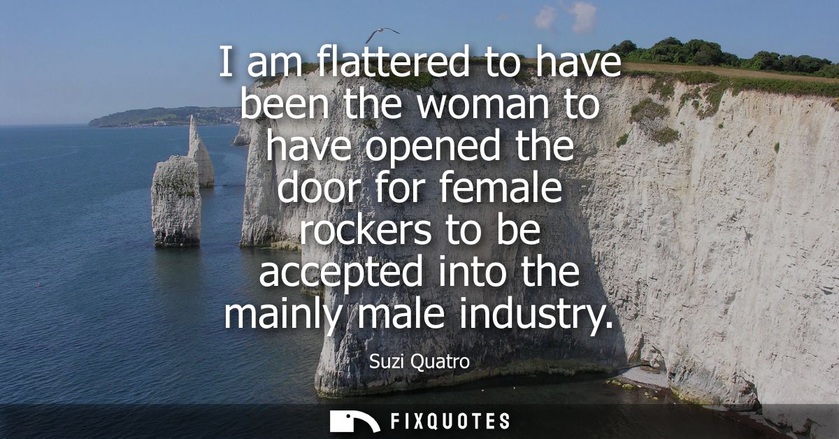 I am flattered to have been the woman to have opened the door for female rockers to be accepted into the mainly male ind