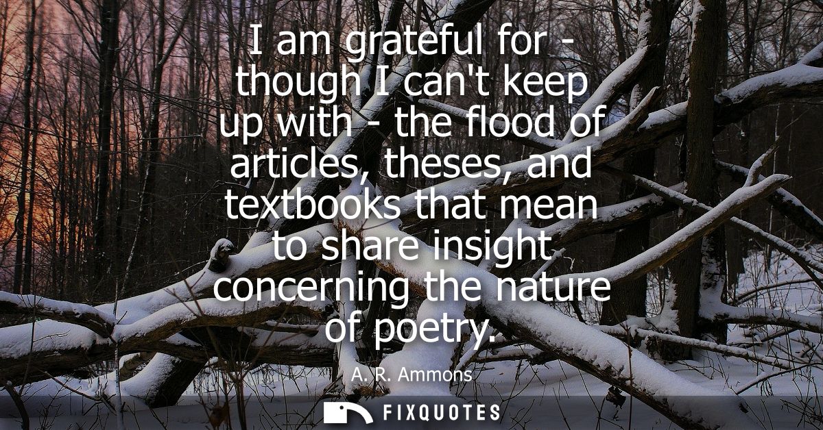 I am grateful for - though I cant keep up with - the flood of articles, theses, and textbooks that mean to share insight