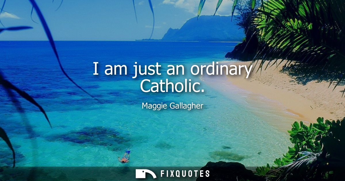 I am just an ordinary Catholic
