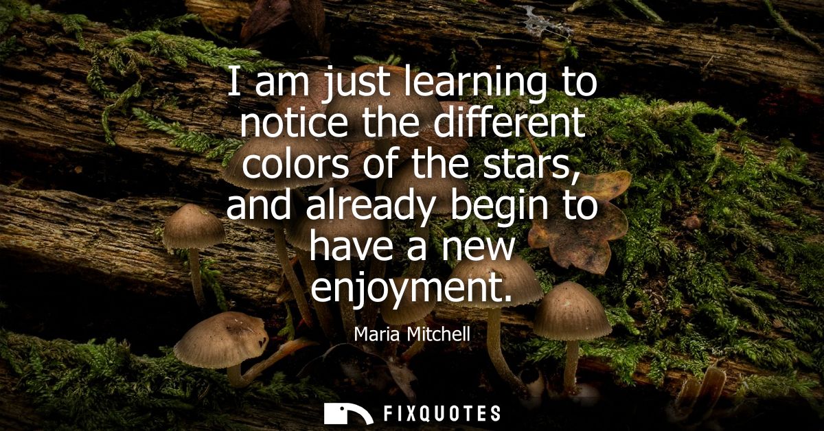 I am just learning to notice the different colors of the stars, and already begin to have a new enjoyment