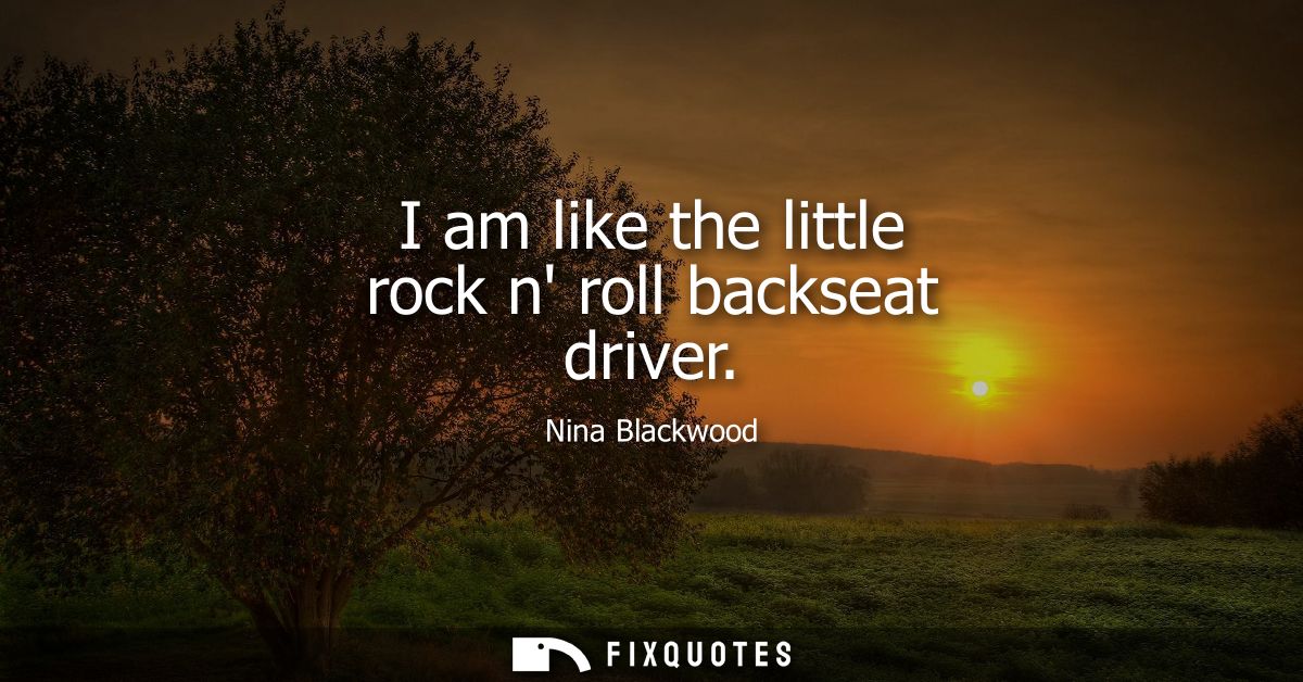 I am like the little rock n roll backseat driver