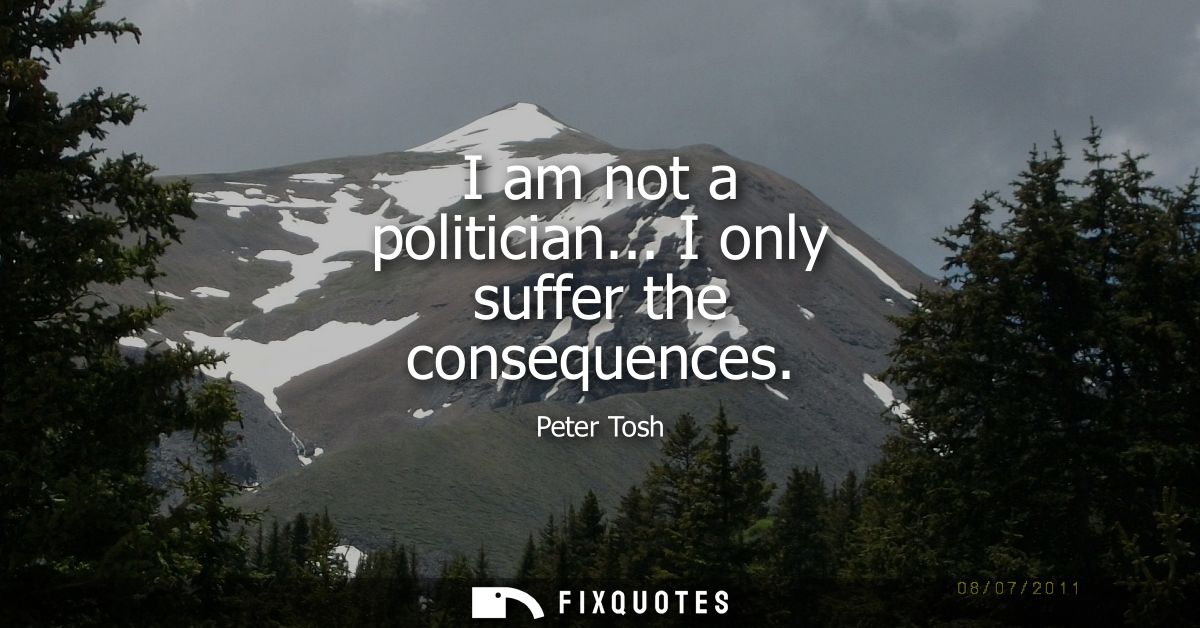 I am not a politician... I only suffer the consequences