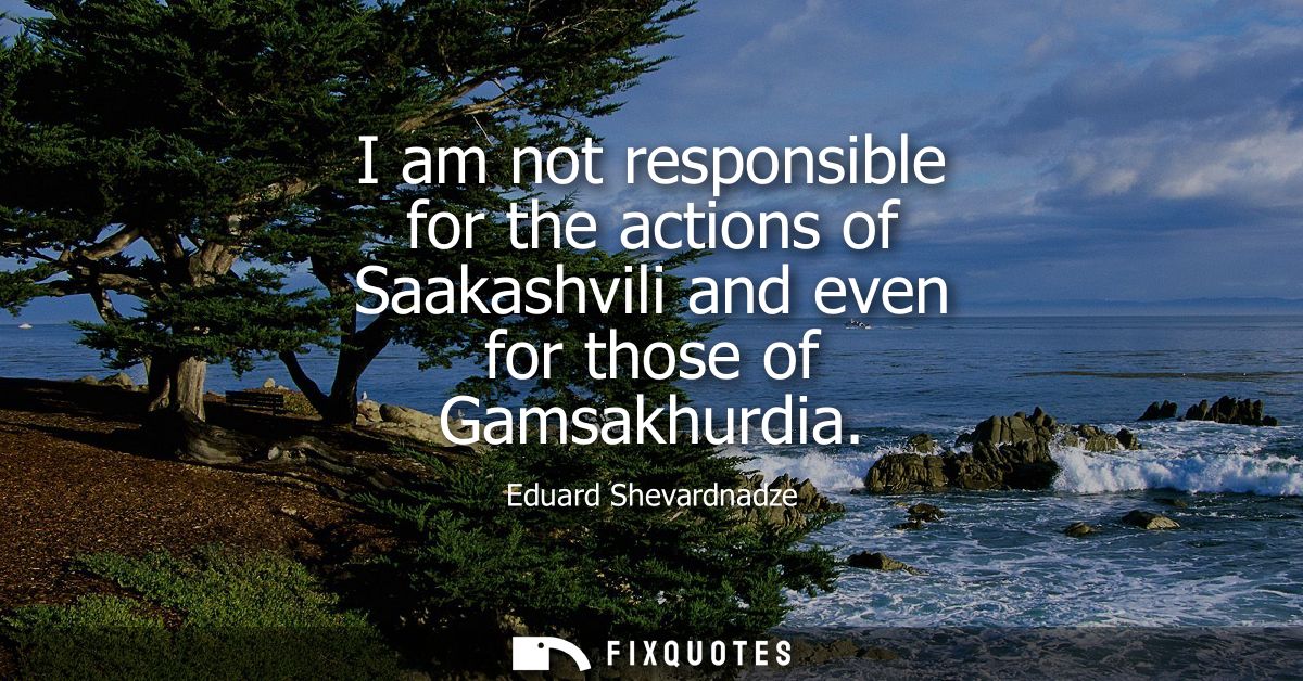 I am not responsible for the actions of Saakashvili and even for those of Gamsakhurdia