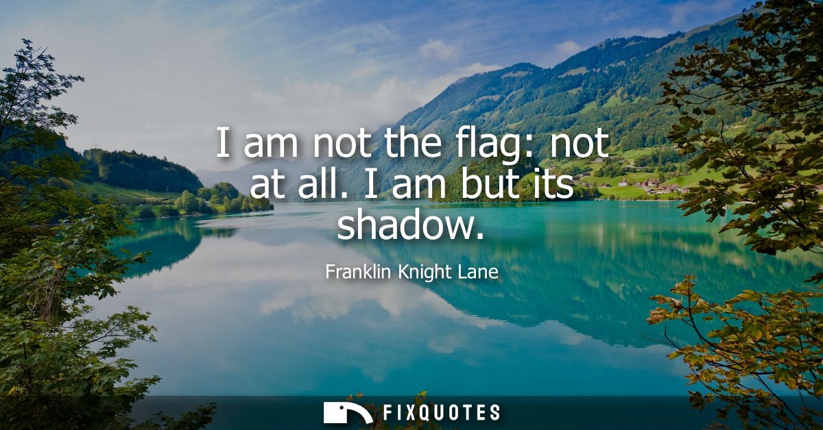I am not the flag: not at all. I am but its shadow